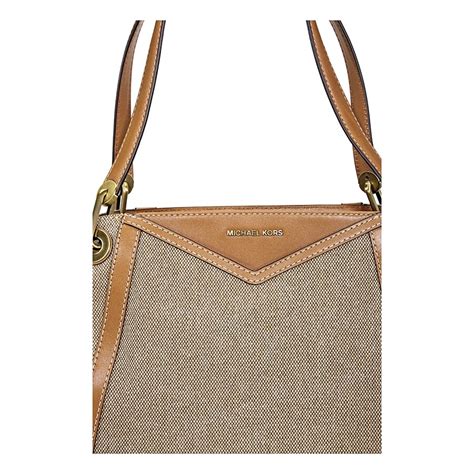 michael kors beige natural canvas raven shoulder bag|Raven Large Leather Shoulder Bag .